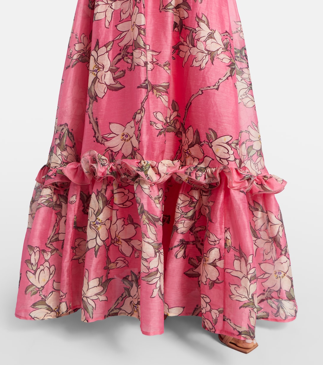 Isabelle floral ruffled linen-blend gown | Leo Lin