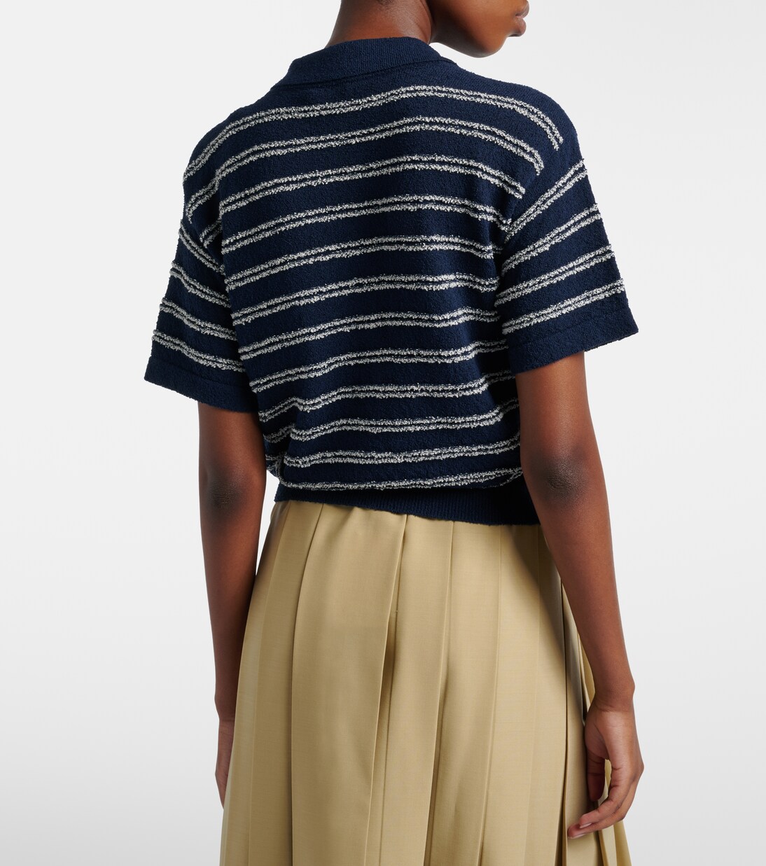 Logo striped cotton-blend polo sweater | Moncler