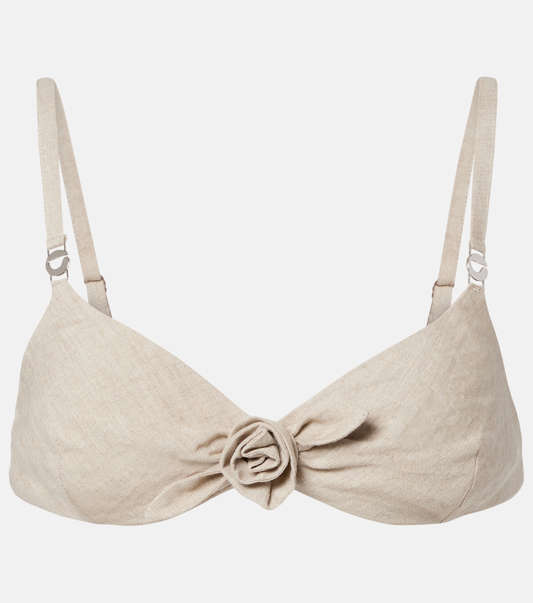 Floral-appliqué linen bra top | Coperni