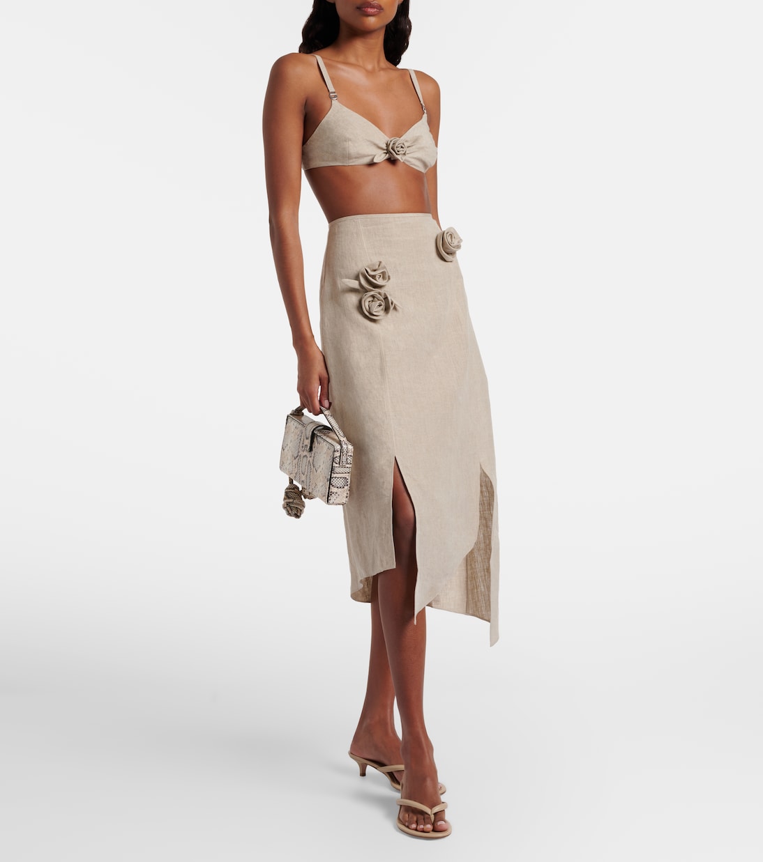 Floral-appliqué linen bra top | Coperni