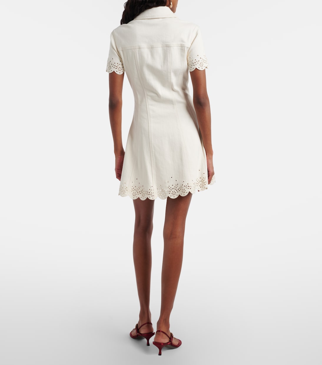 Minikleid aus Denim mit Kristallen | Self-Portrait