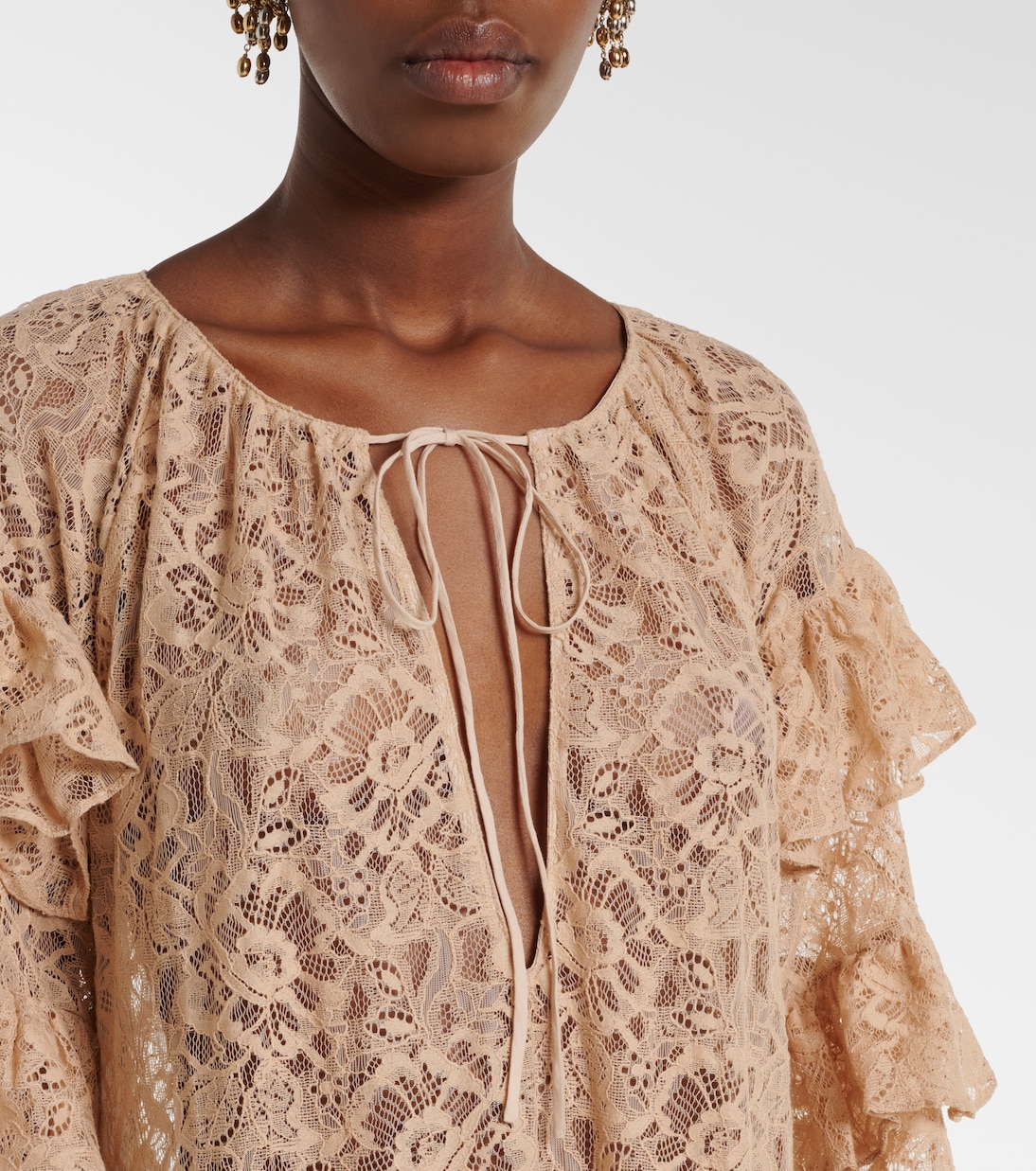 Ruffled lace maxi dress | Adriana Degreas