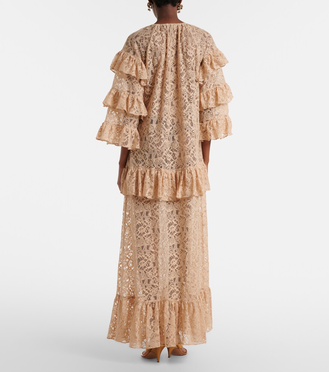 Ruffled lace maxi dress | Adriana Degreas