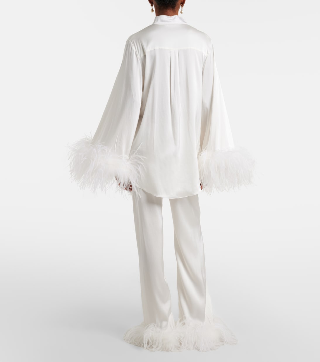 Bridal Weite Hose aus Satin mit Federn | Oséree