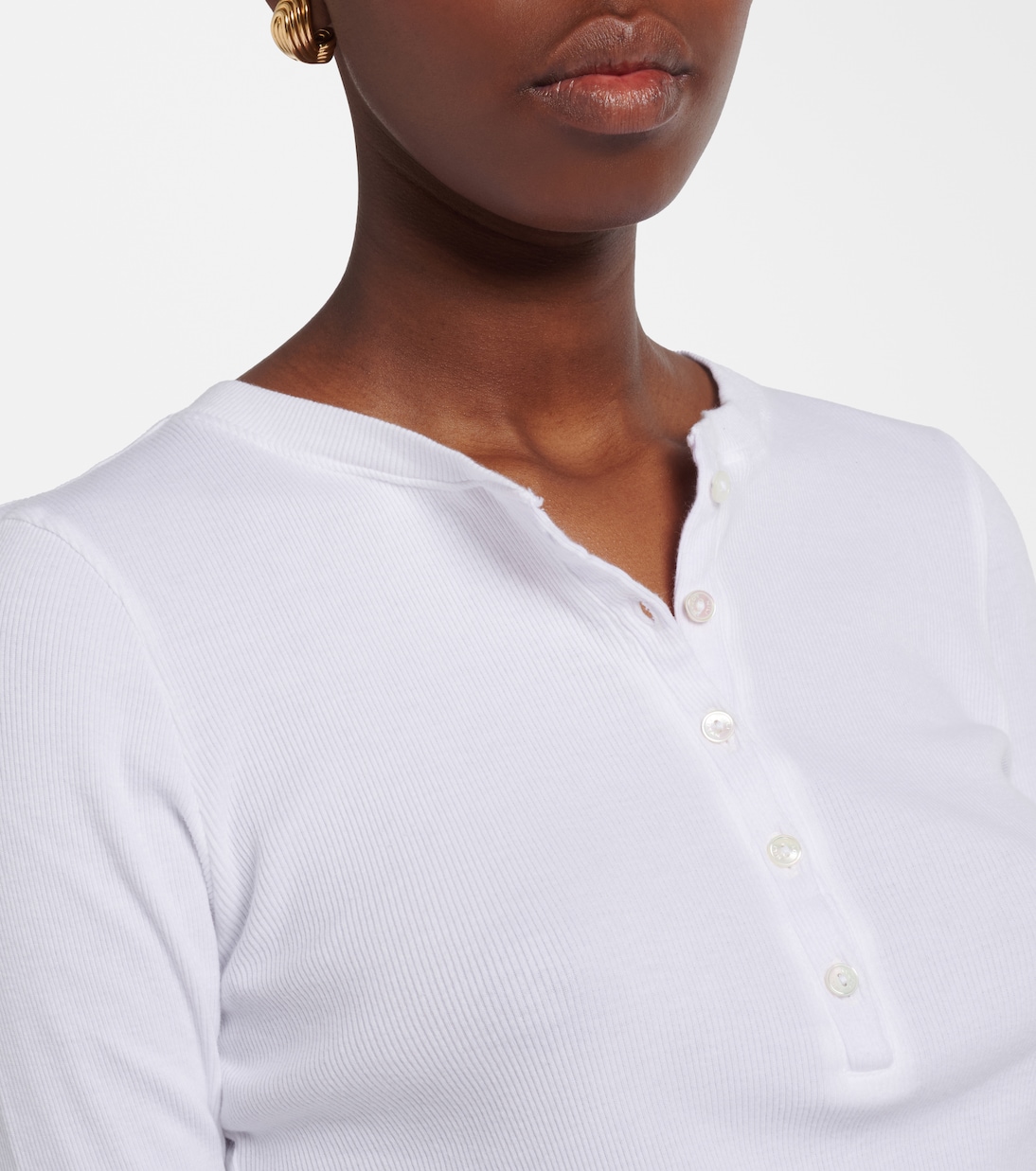 Jordan ribbed-knit cotton Henley shirt | Nili Lotan