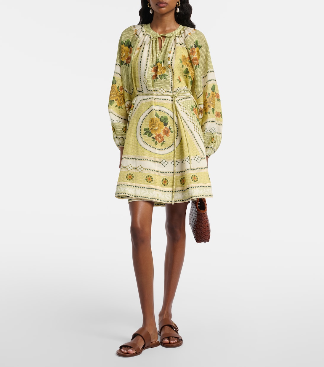 Dixie belted printed ramie minidress | Alémais