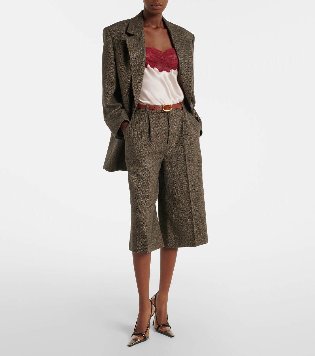 Herringbone wool-blend Bermuda shorts | Saint Laurent