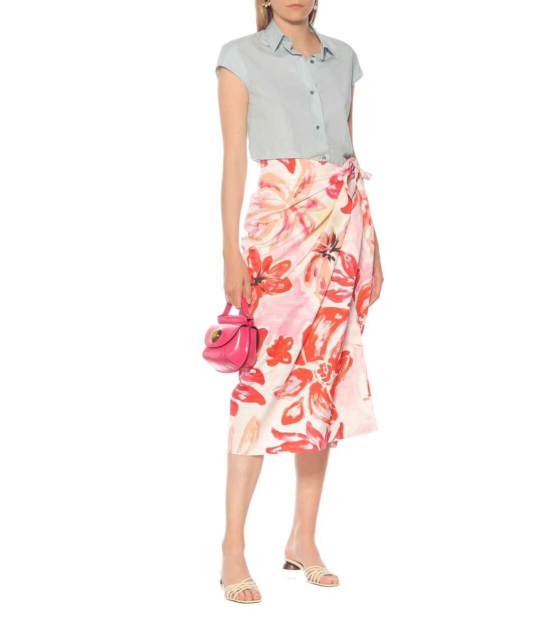 Floral cotton-blend midi wrap skirt | Marni