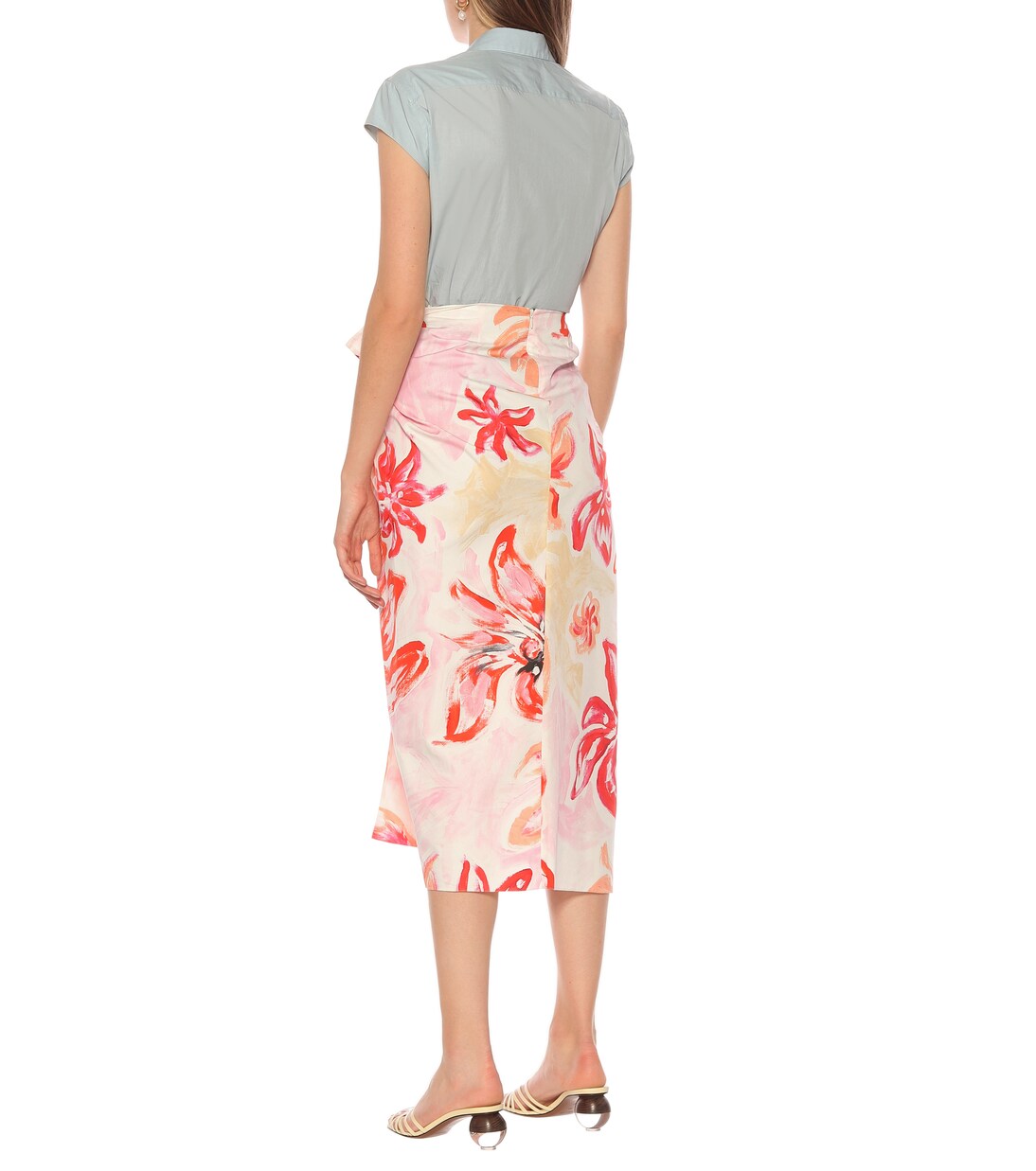 Floral cotton-blend midi wrap skirt | Marni