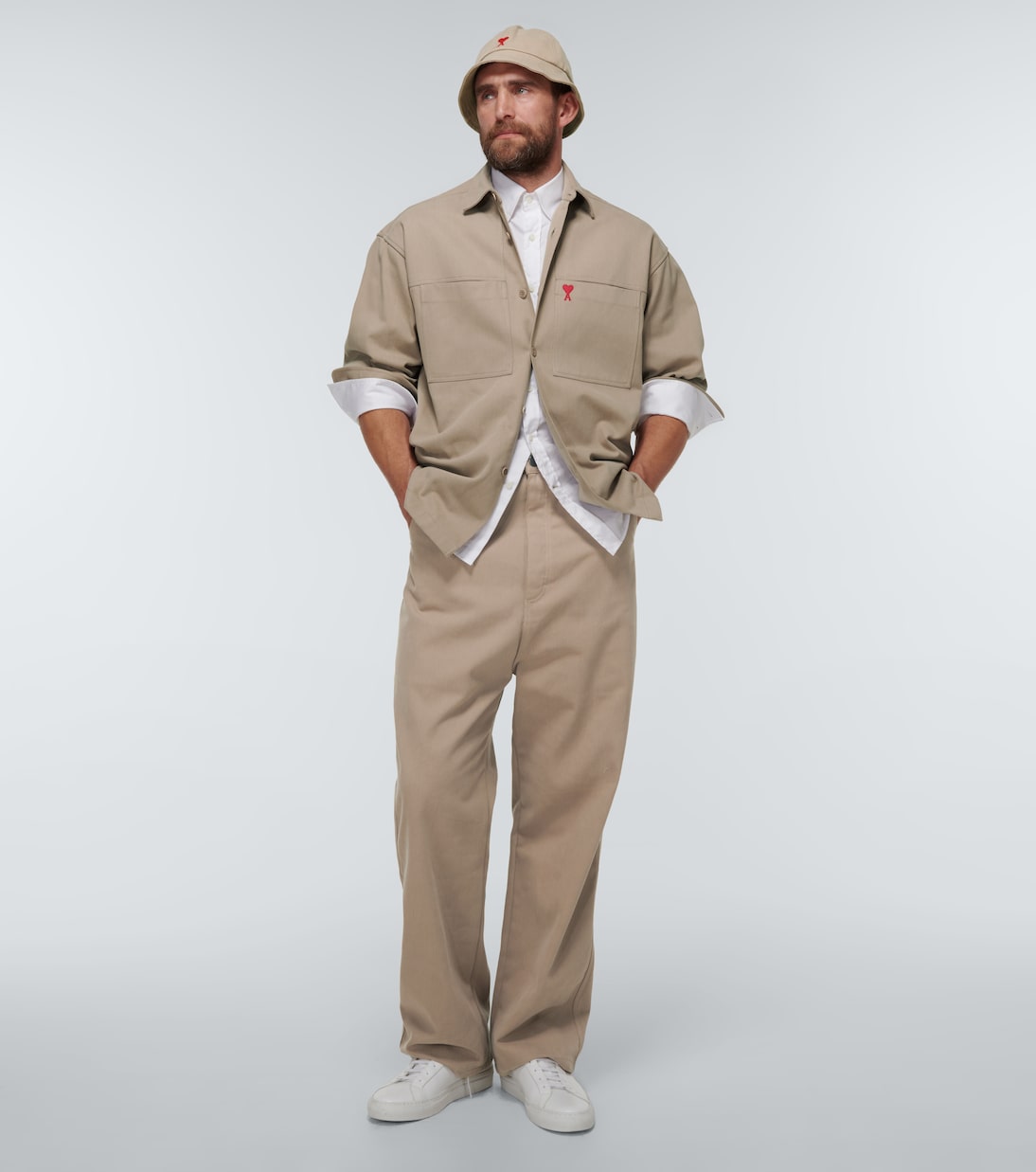 Alex Fit straight cotton gabardine pants | Ami Paris
