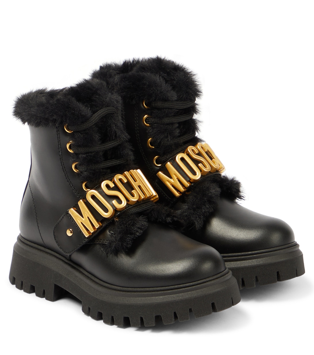 Logo leather boots | Moschino Kids