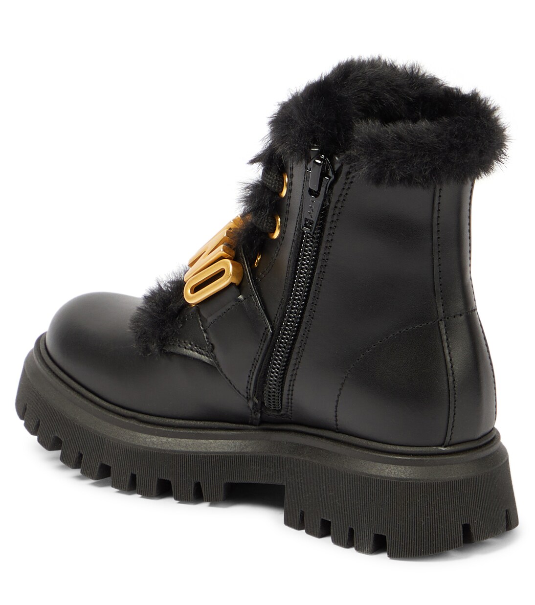 Logo leather boots | Moschino Kids