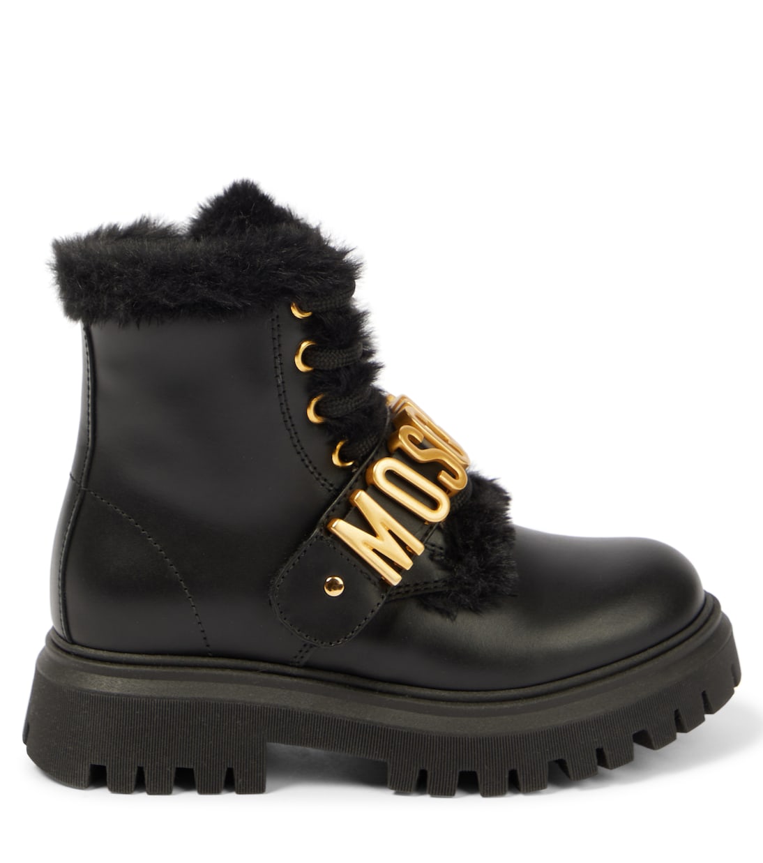 Logo leather boots | Moschino Kids
