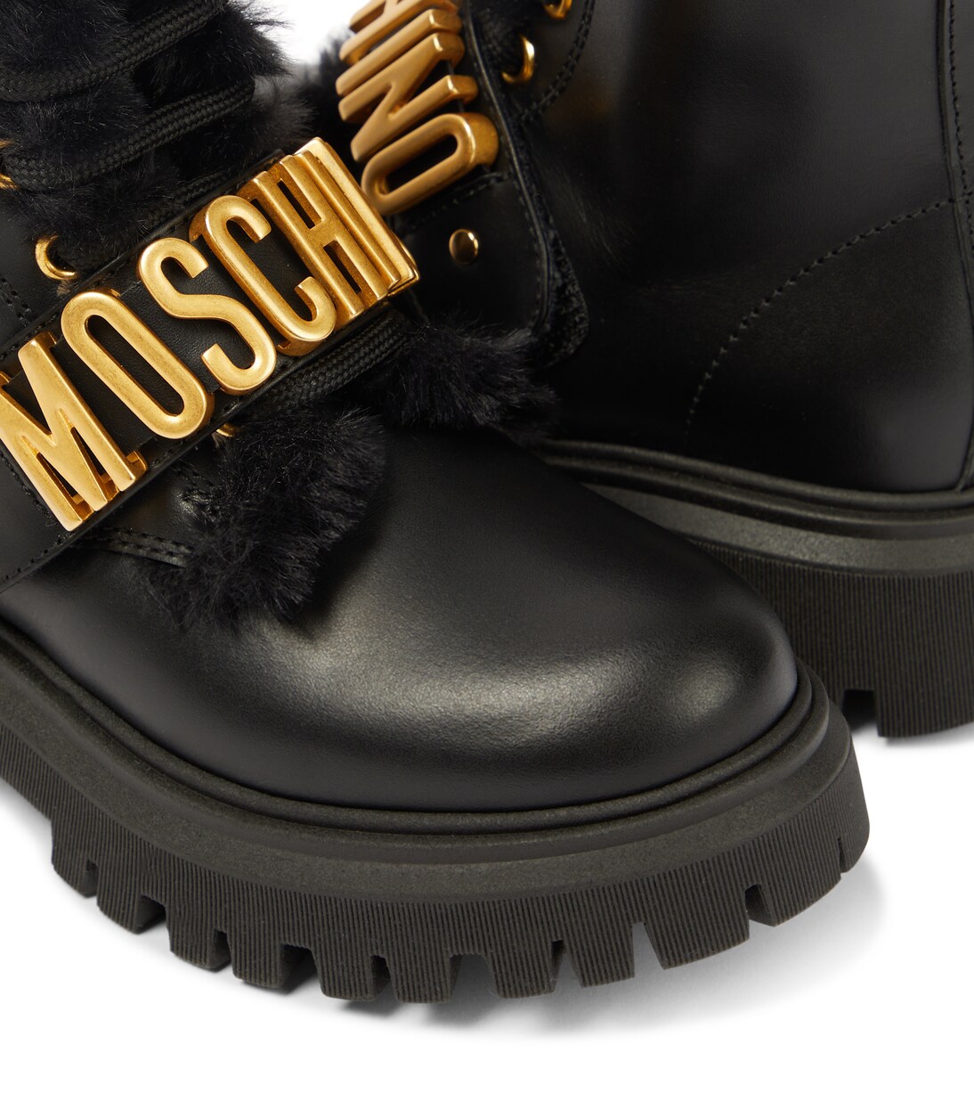 Logo leather boots | Moschino Kids
