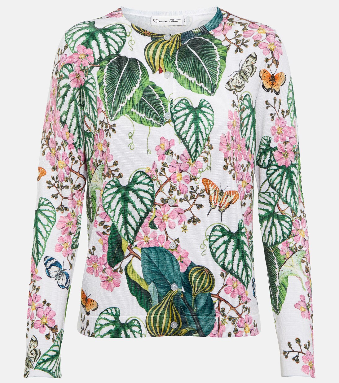 Floral cotton-blend knit cardigan | Oscar de la Renta