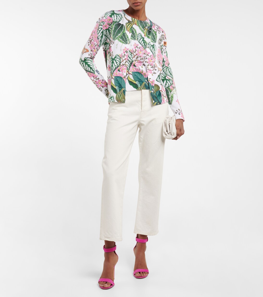 Floral cotton-blend knit cardigan | Oscar de la Renta