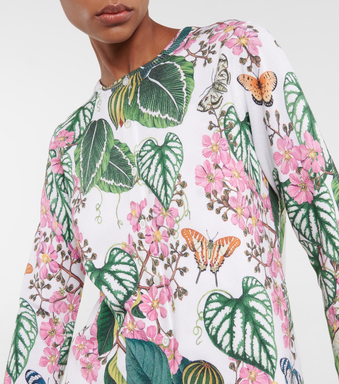 Floral cotton-blend knit cardigan | Oscar de la Renta