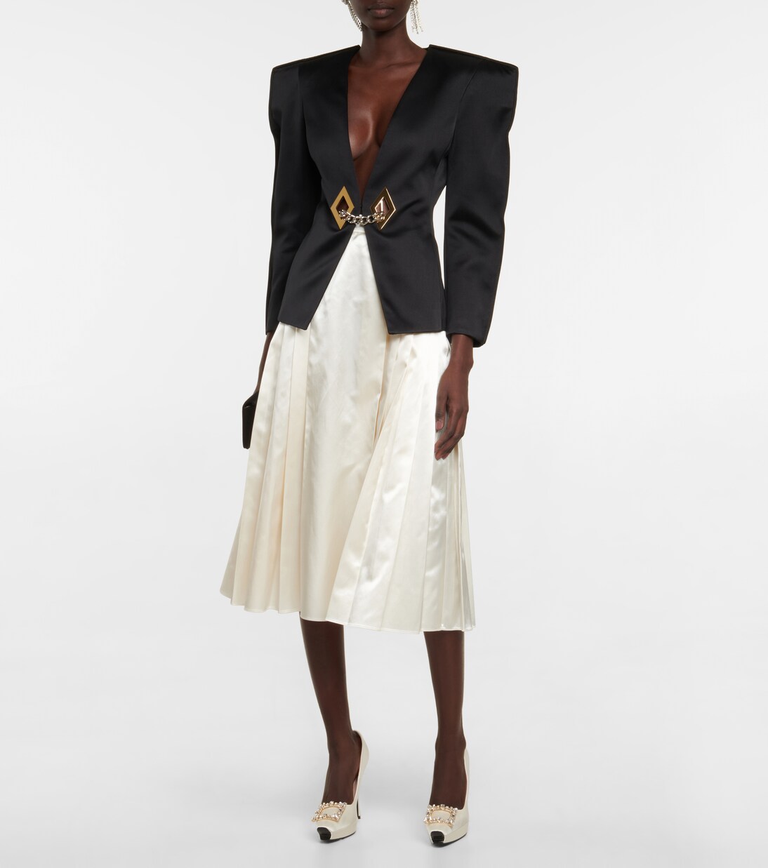 Plateau-Pumps Flower Strass aus Satin | Roger Vivier