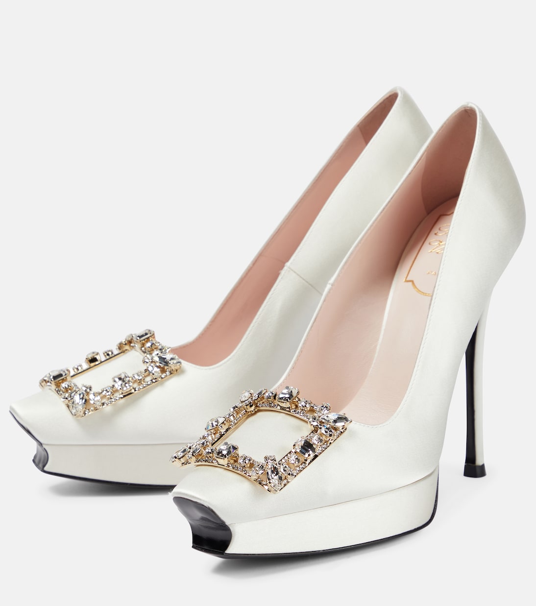 Plateau-Pumps Flower Strass aus Satin | Roger Vivier