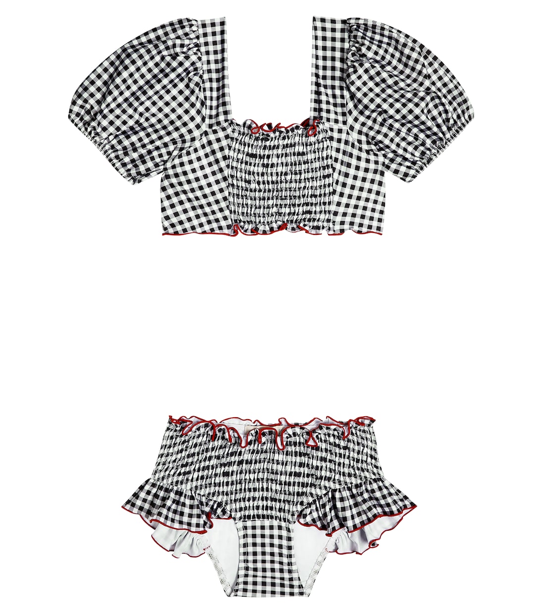 Gingham puff-sleeve bikini | Suncracy