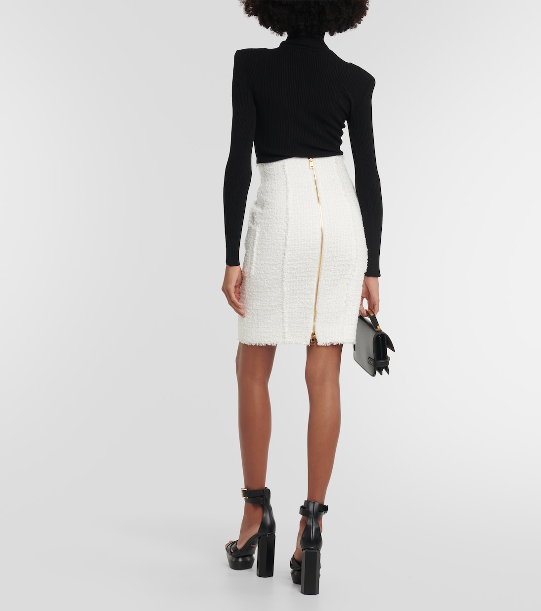 High-Rise-Minirock aus Tweed | Balmain