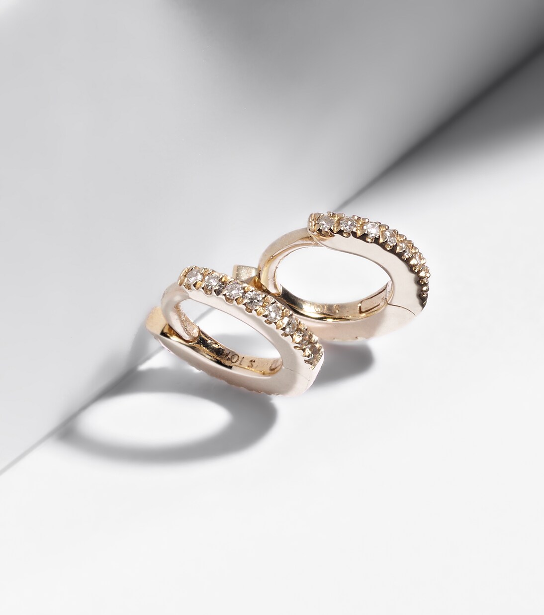 10kt gold hoop earrings with diamonds | Stone and Strand