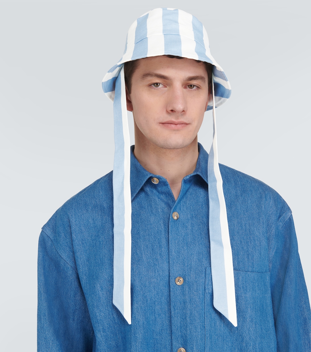 Striped cotton canvas bucket hat | King & Tuckfield