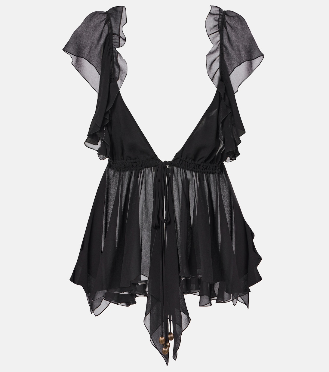 Gathered silk georgette top | Chloé