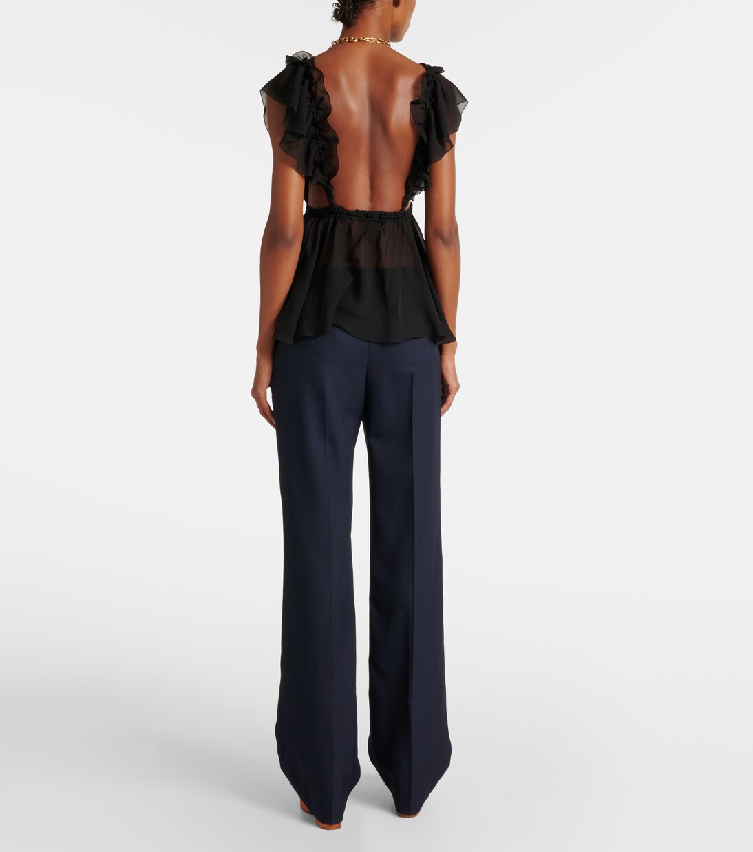 Gathered silk georgette top | Chloé