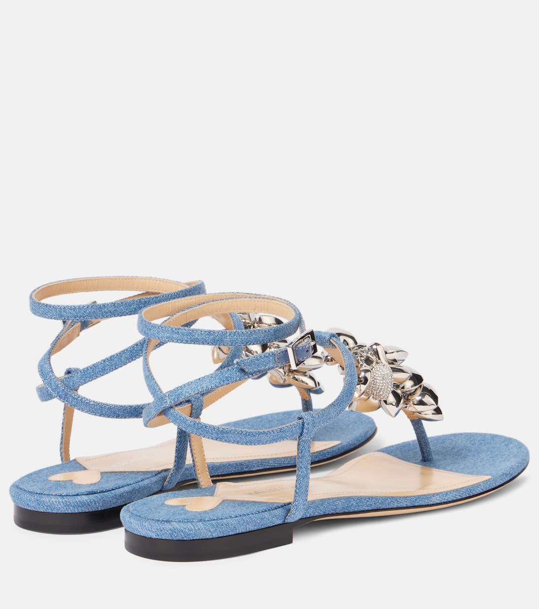 Verzierte Sandalen Puffy Heart aus Denim | Mach & Mach