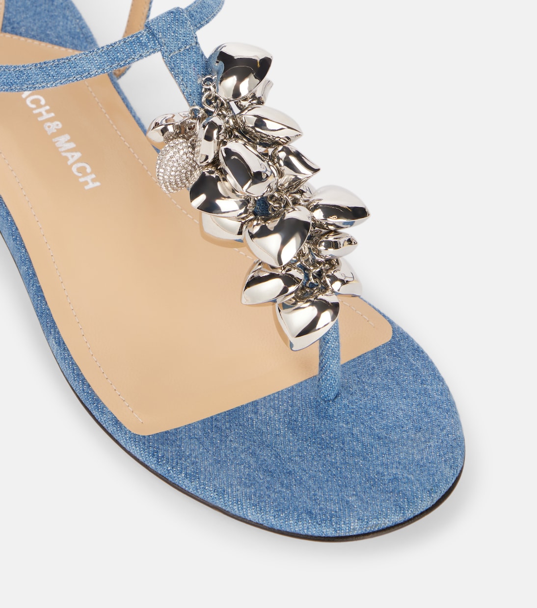 Verzierte Sandalen Puffy Heart aus Denim | Mach & Mach