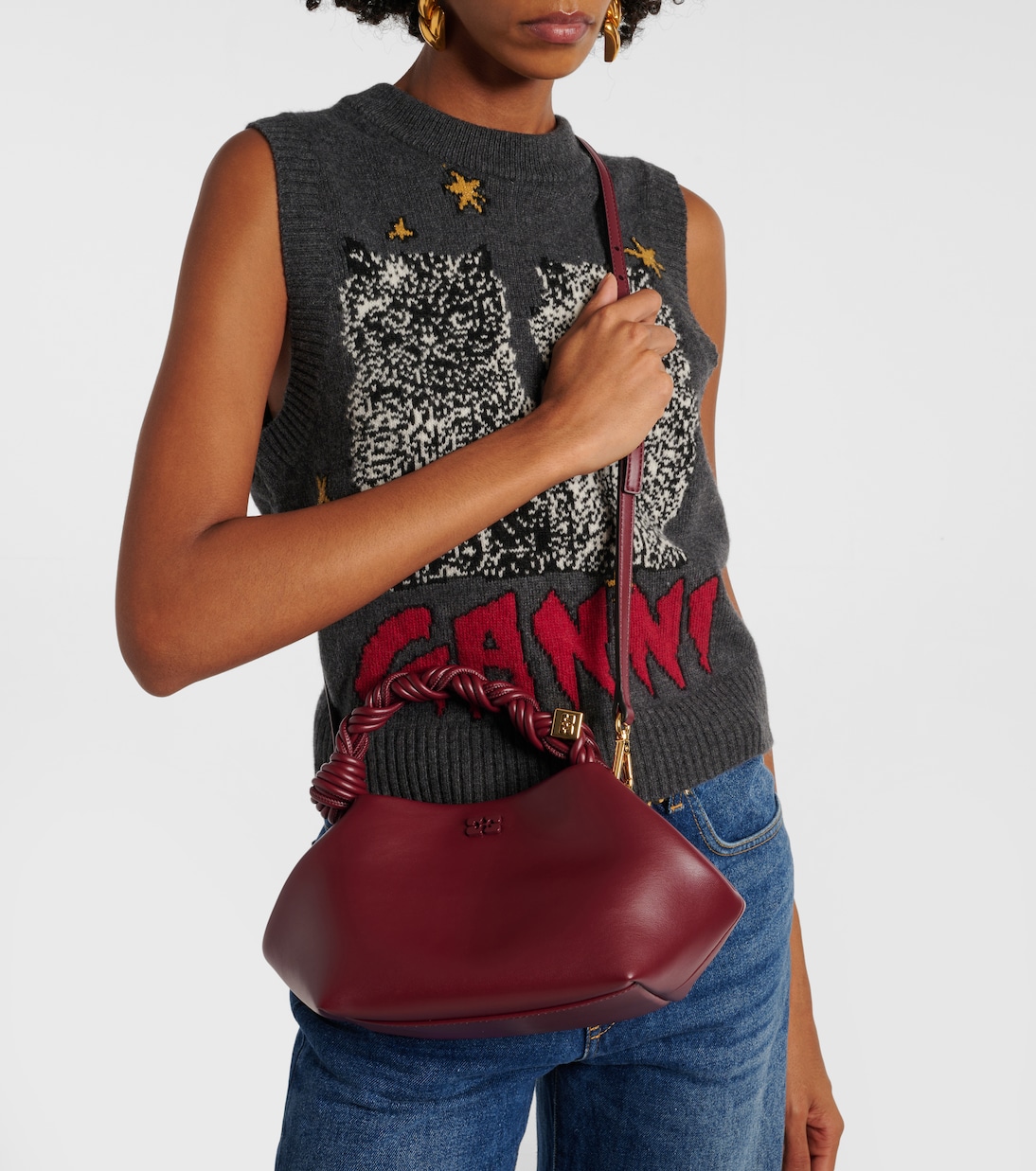 Bou Small leather shoulder bag | Ganni