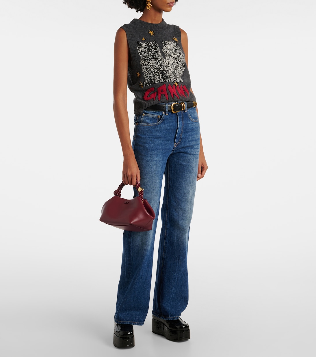 Bou Small leather shoulder bag | Ganni