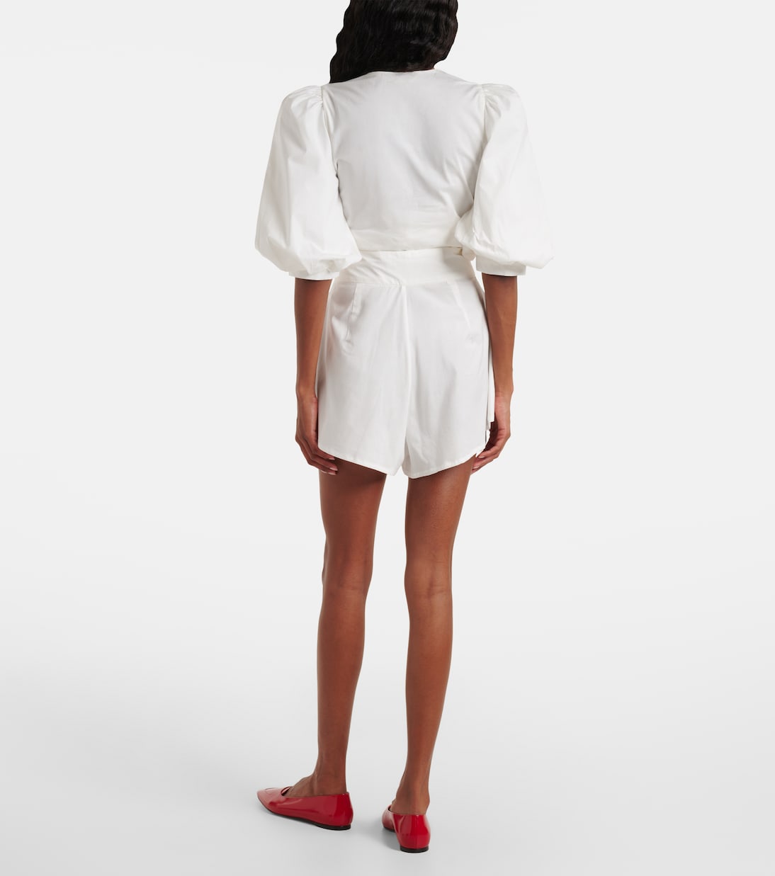 Solid pleated cotton shorts | Adriana Degreas
