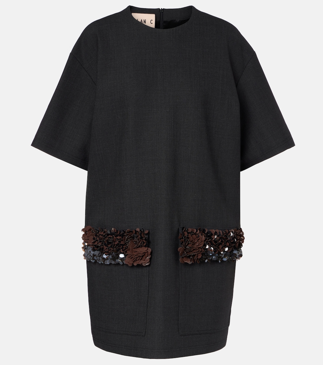 فستان قصير من الصوف المخلوط مزين بالترتر | Plan C