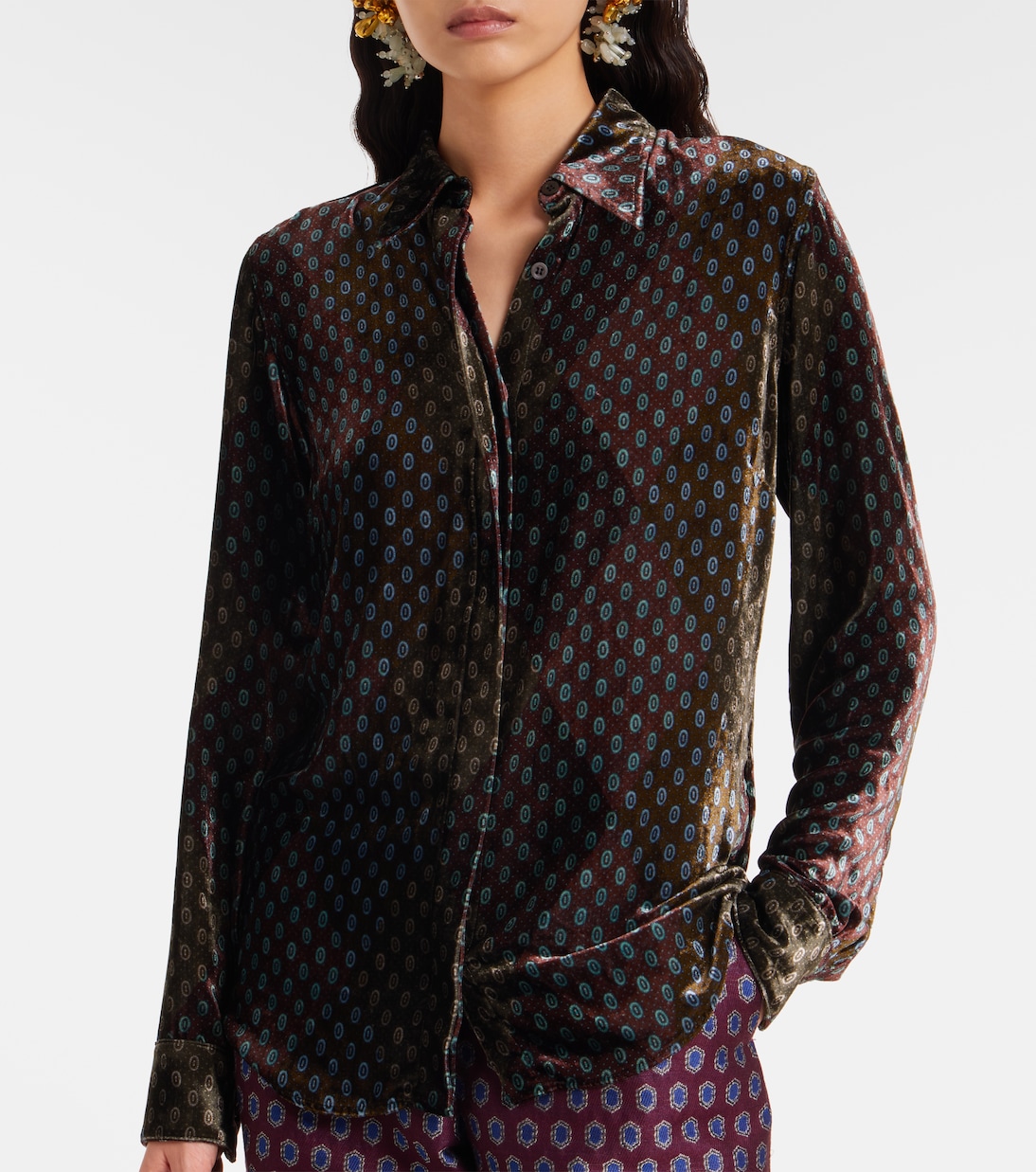Printed velvet shirt | Dries Van Noten