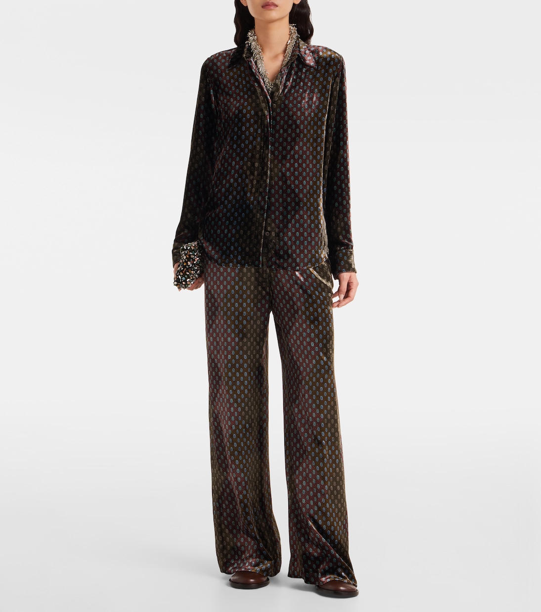 Printed velvet shirt | Dries Van Noten