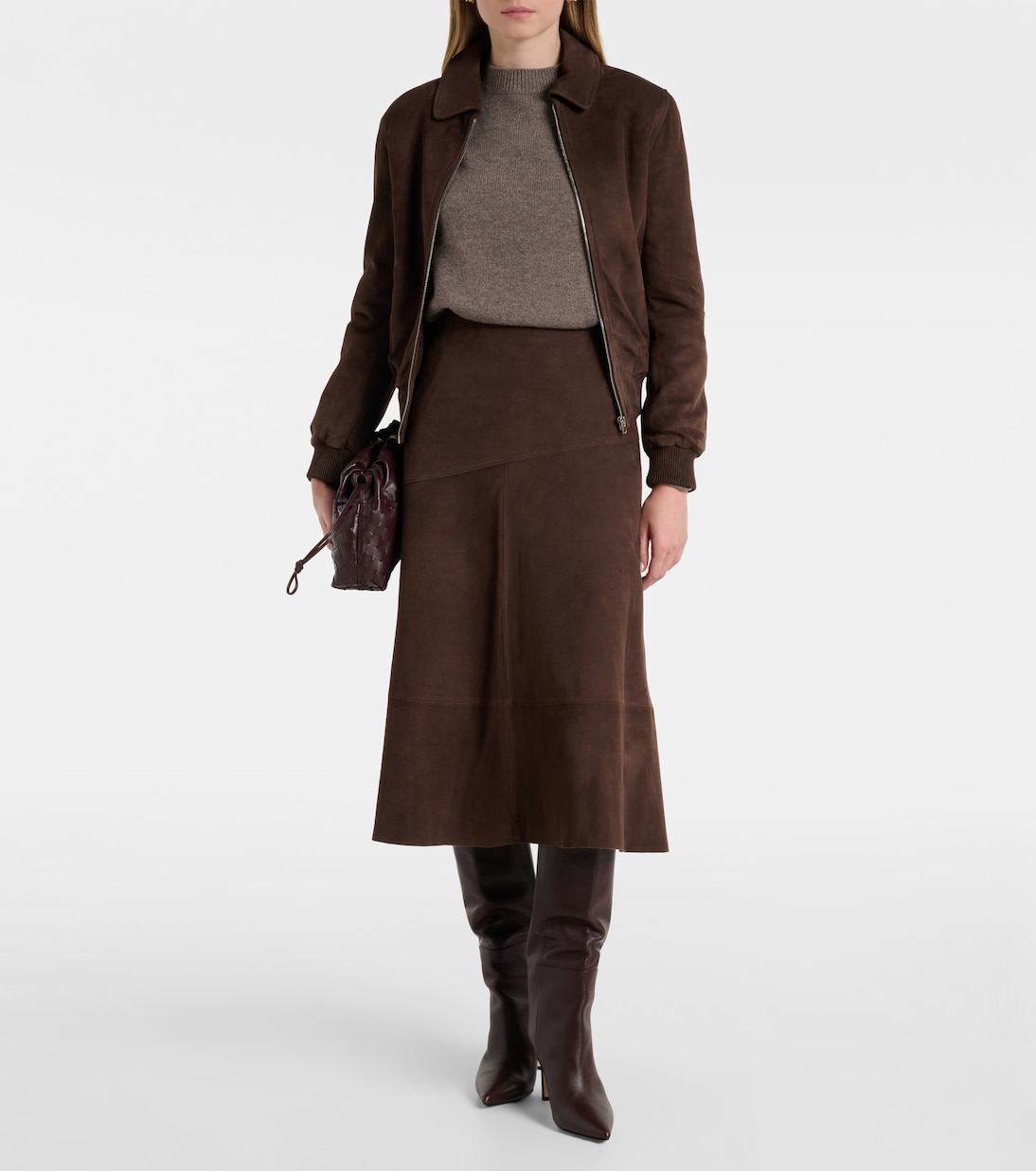 Midirock aus Veloursleder | Yves Salomon