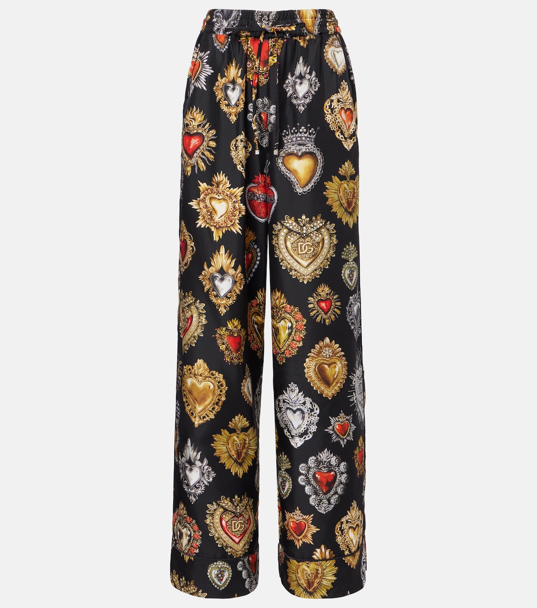 Pantalon palazzo Devotion en soie | Dolce&Gabbana
