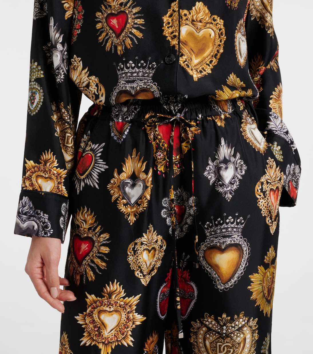 Pantalon palazzo Devotion en soie | Dolce&Gabbana