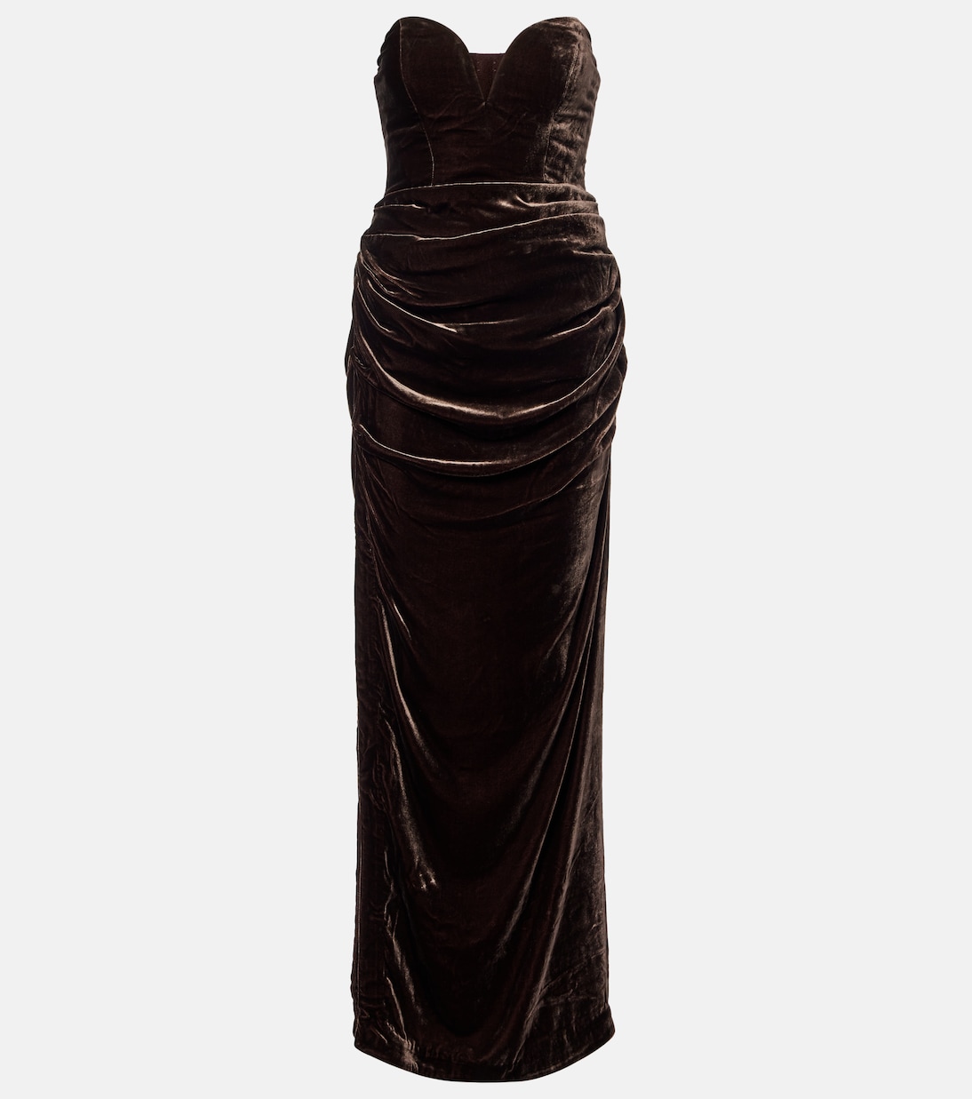 Draped velvet bustier gown | Rotate