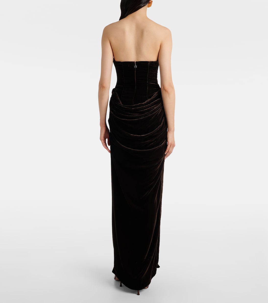 Draped velvet bustier gown | Rotate
