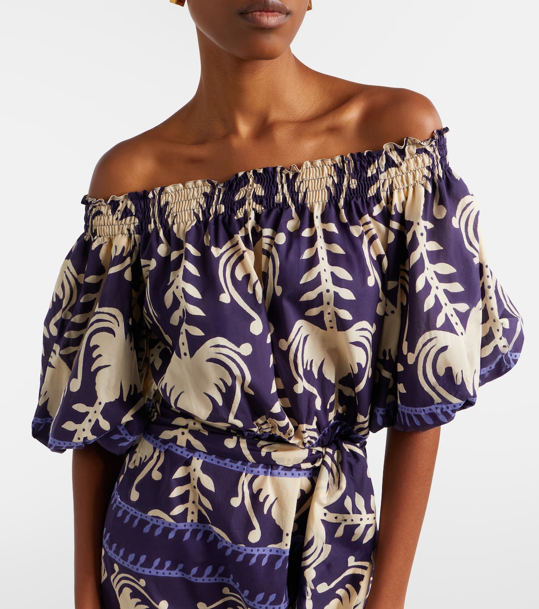 Vestido midi Harbor Hues de popelín de algodón | Johanna Ortiz