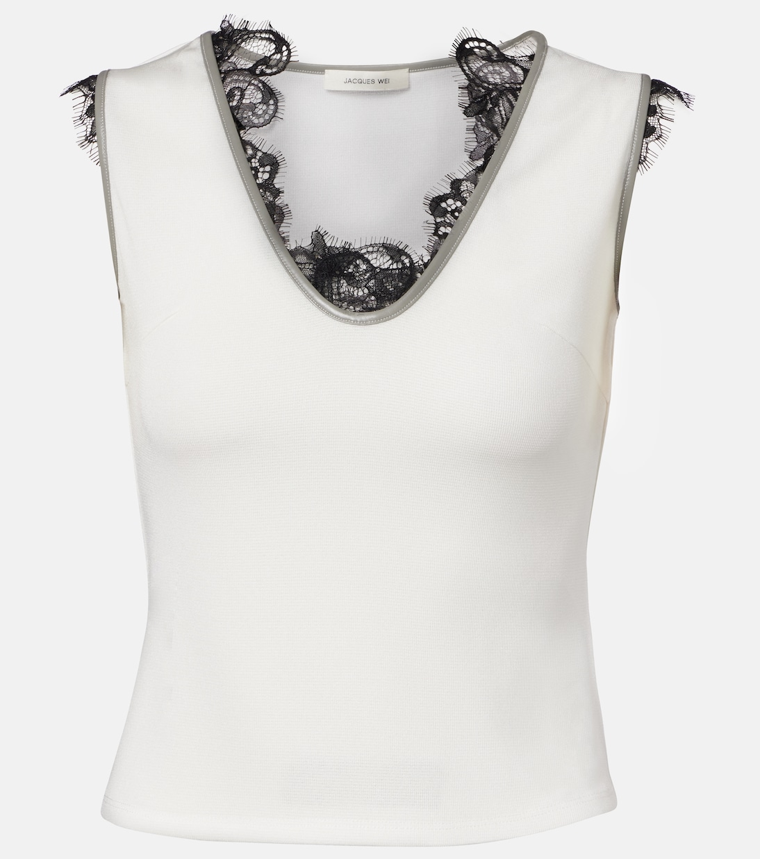 Layered lace-trimmed jersey top  | Jacques Wei