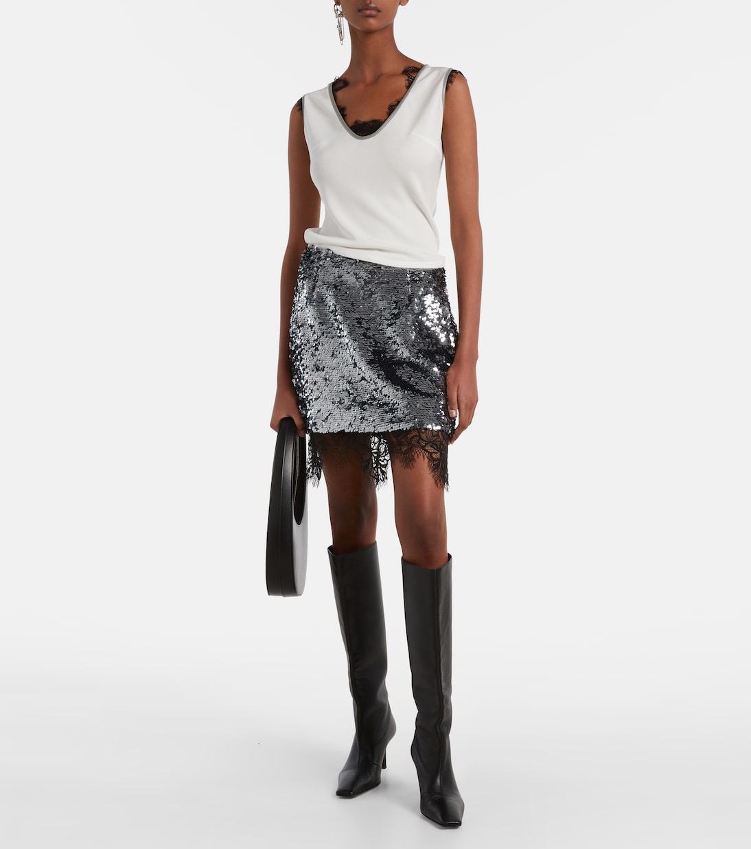 Layered lace-trimmed jersey top  | Jacques Wei