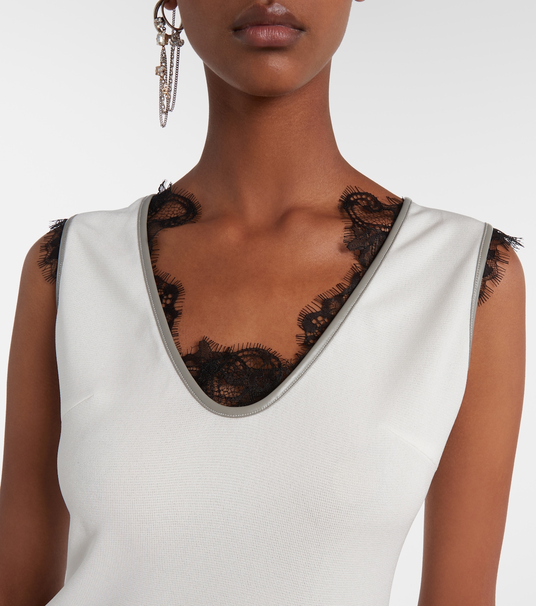 Layered lace-trimmed jersey top  | Jacques Wei