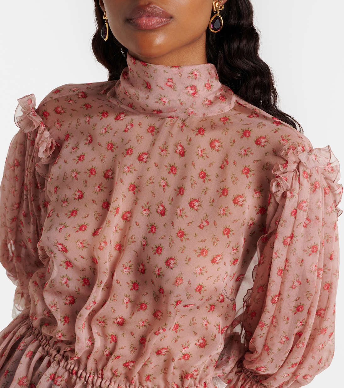 Floral silk and cotton chiffon blouse | Dolce&Gabbana