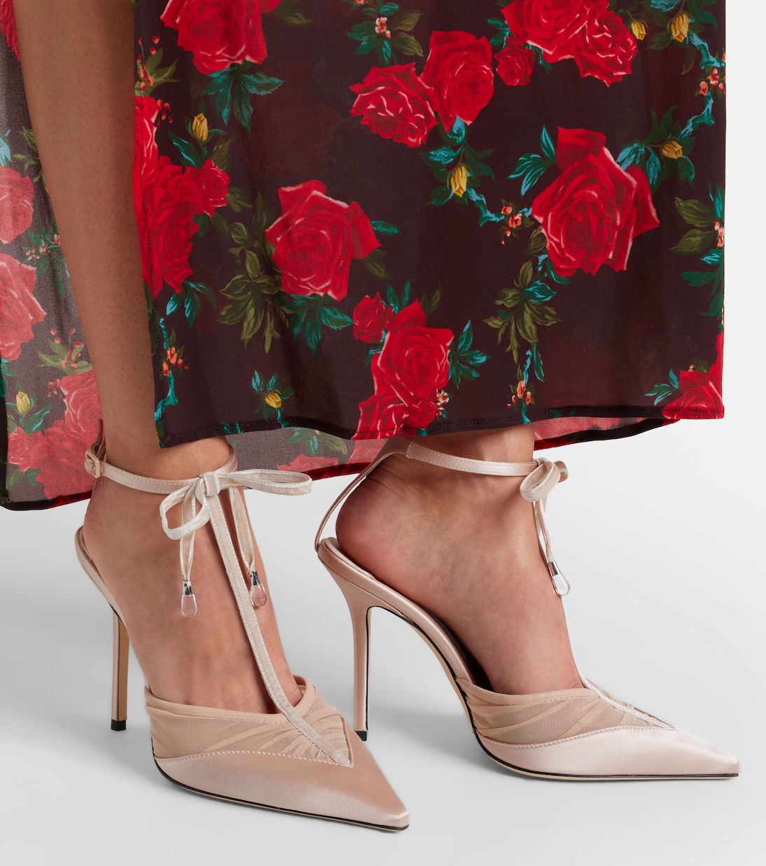 Pumps Afia 100 aus Satin mit Samt | Jimmy Choo