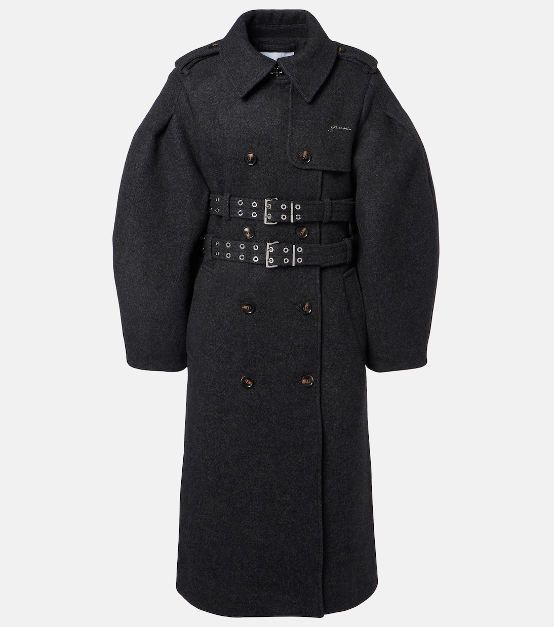 Belted wool and cashmere-blend coat | Ganni