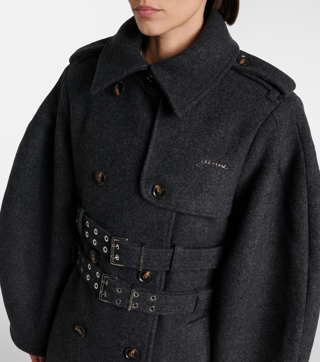 Belted wool and cashmere-blend coat | Ganni